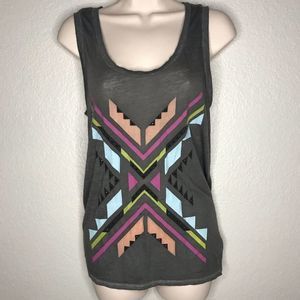 Express Boho Tribal Gray Tank Top Small